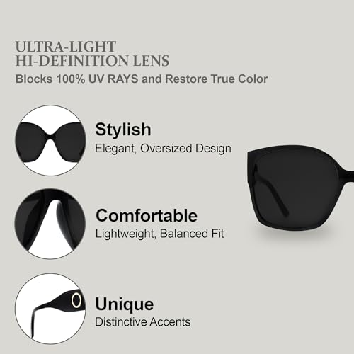 NYS Collection Premium Polarized Oversized Square Sunglasses for Women Lightweight 100% UV Protection4