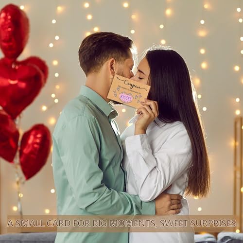 Image of 50 Blank Coupon Cards with Wooden Box, Love Coupons for Him, Her, Redeem Gift Vouchers for Husband, Wife, Boyfriend, Girlfriend,DIY Coupon Book for Couples, Birthdays, Valentine's Day