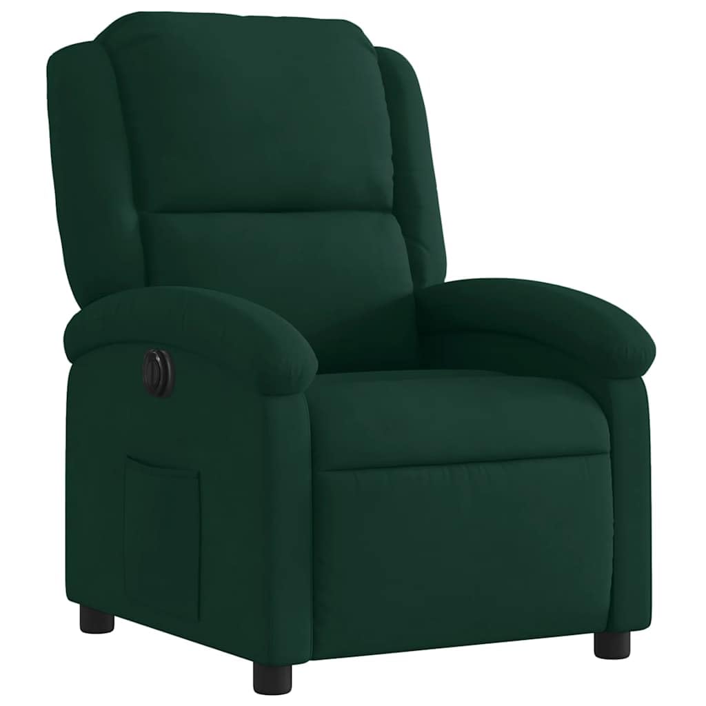 vidaXL Sillón reclinable eléctrico de Terciopelo Verde Oscuro