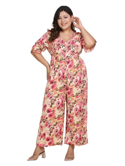 kassually Plus Size Printed Waist Smocked Jumpsuit-picture-36