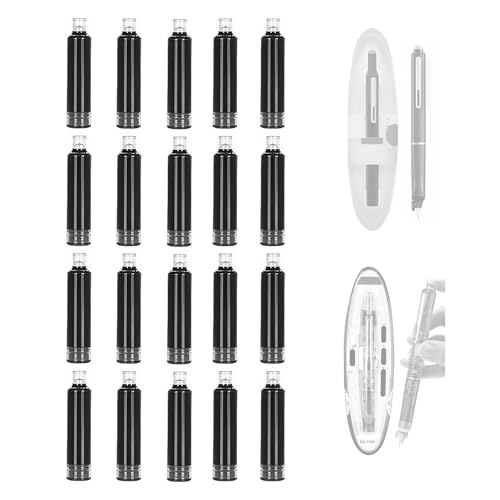 lmoikesz 20 cartuchos de tinta DS 1784 para pluma estilográfica retráctil, recargables, suaves y fáciles de reemplazar, de secado rápido, compatibles con bolígrafo DS 7158/DS 784, negro imborrable