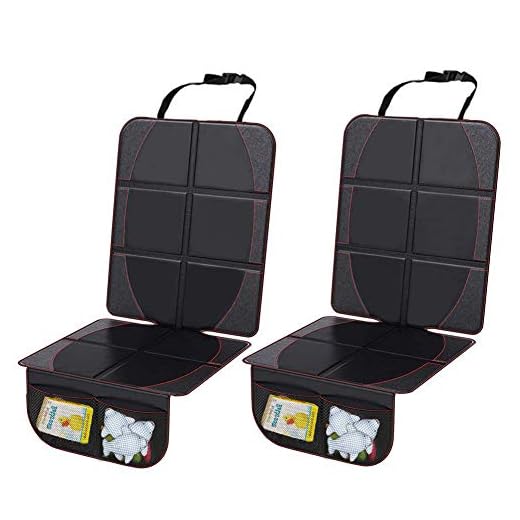 Large Car Seat Protector Set,2 Pack Car Seat Cover for Child Baby Safety Car Seat with Organizer Pockets,Thick Padding Waterproof Non-Slip Vehicle Seat Mat Protect Leather Seats
