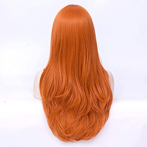 Fvcent SY0002 26 Inch Long Straight Orange Side Bang Costume Women Wig thumb #2