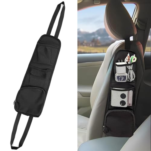 WeddHuis Organizador Coche Organizadores de Asiento Coche Bolsa Lateral Coche Protector Asiento Coche Universal Bolsillo de Coche con 3 Bolsillos Negro