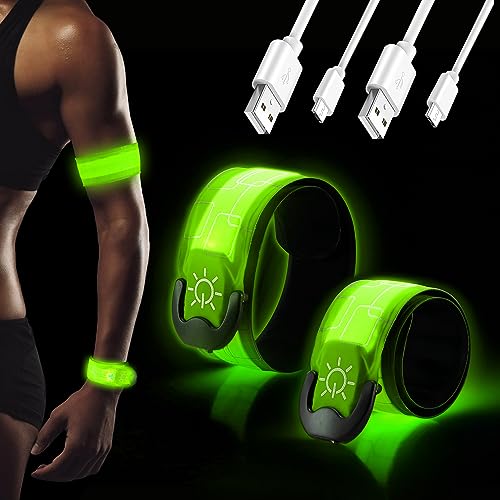 DazSpirit Paquete de 2 Pulseras LED Recargables, Pulseras de luz LED...