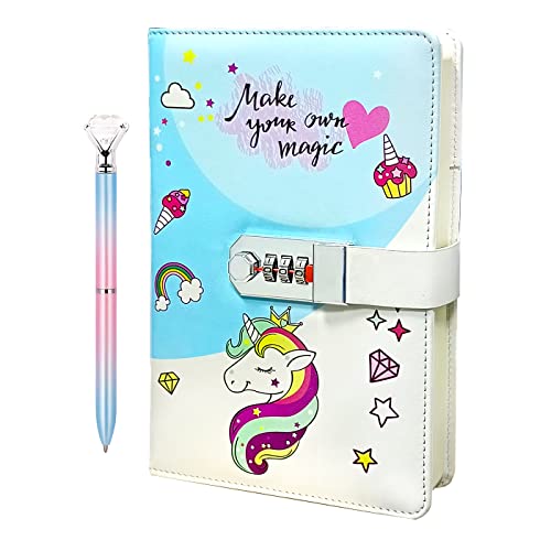 Cuaderno de Contraseña, Diario Creativo de Cuero con Cerradura de combinación,Cuaderno con...