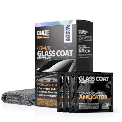 CERAKOTE® Ceramic Glass Coat Protectant – Hydrophobic Automotive Rain Repellant, Long-Lasting and Durable Ceramic Coating, Quick and Easy Application