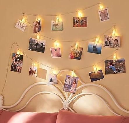 MPS My Party Suppliers Battery operated Photo String clip Lights, Sparkle Fairy Lights, Clip Lights for Photo Hanging, Photo Clip Led Lights Decoration, Hanging Lights (straight clip 20led warm white)-image-41