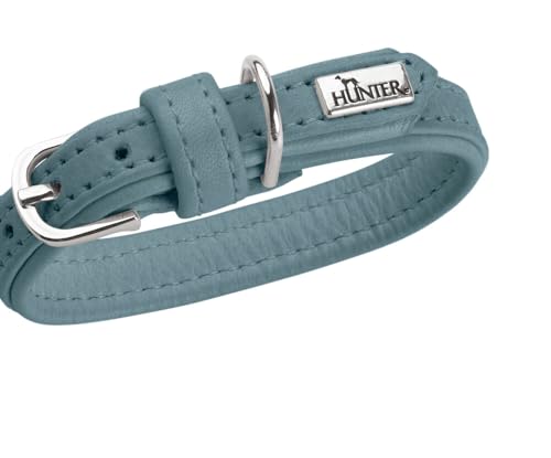 Hunter Hundehalsband SOHO MINI, Farbe: hellblau, Rindsleder, weich & geschmeidig, fellschonend, leicht, für kleine Hunde & Welpen, Made in Germany, Größe: 27