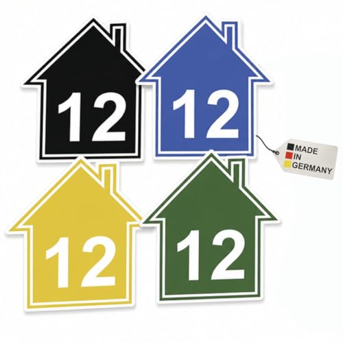 TF Skins 4-teiliges Set Mülltonnen-Aufkleber mit Hausnummer wetterfest und UV-beständig passend für Restmüll Bio Papier & Gelber Sack
