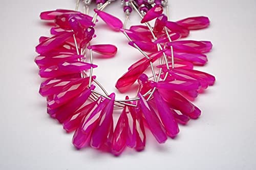 Calcédoine rose AAA 25-30mm gouttes facettées briolettes pour création de bijoux