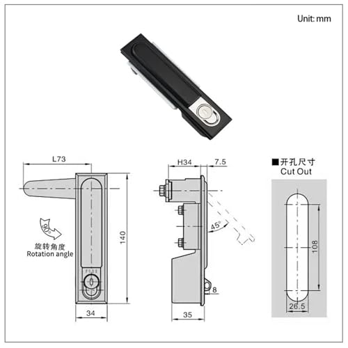 Interrupteur plat encastrable boîte distribution commande zinc noir - 3