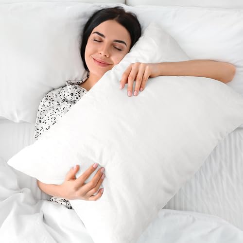 Image of BEDELITE Flannel King Size Pillow Cases Set of 2, Bright White, 20x36 in