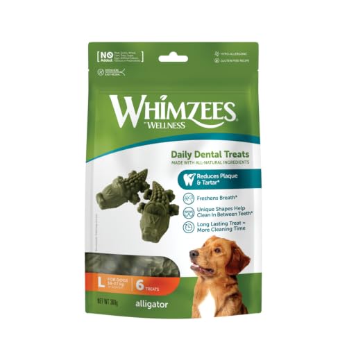 Whimzees Alligator Leckerlis, 6 Stück.