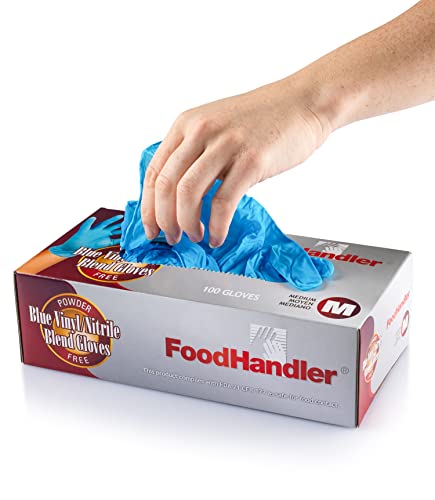 Nitrile Vinyl Blend Disposable Gloves, Powder Free Gloves for Safe Food Preparation, Durable Gloves, 100 per box, Blue (Large) - Thumbnail 5