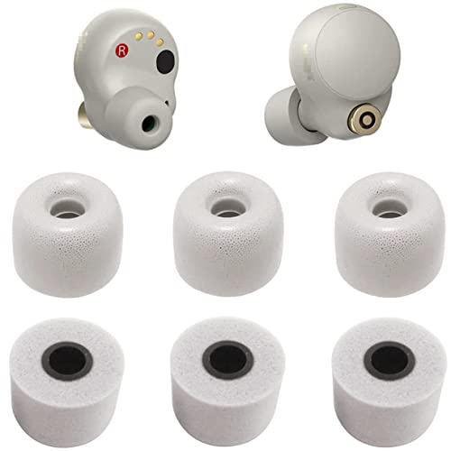 Image of JNSA Replacement for Sony WF-1000XM4 WF-XB700 Memory Foam Ear Tips Noise Canceling Foam Eartips Ear Cap Ear Tip L Size 3 Pairs, [Fit in Case], Silver,Large Size (FoamXM4S3PL)