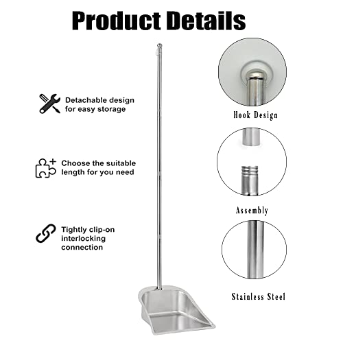 Anrekeyh Dust Pan Long Handled - 42.3" Indoor Outdoor Metal Dust Pans, Heavy Duty Standing Dustpan With Handle For Home, Hall, Lobby And Office #TOP1