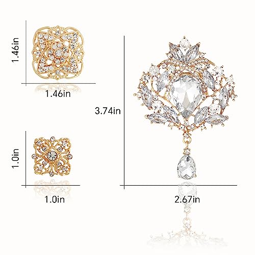 26 Pieces Wedding Bouquet Bulk Brooches for Women Fashion, Large Rhinestone Flower Brooch Pins for Crafts2