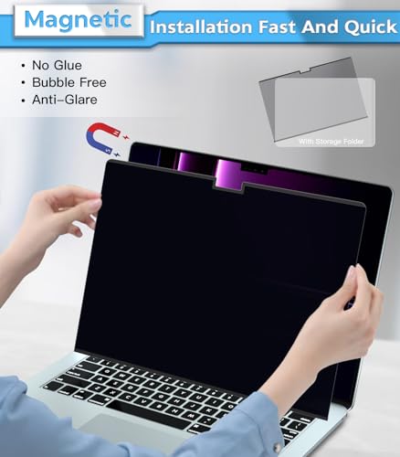 Image of PYS Magnetic Privacy Screen for MacBook Air 15.3 Inch (2025 /2024 /2023, M4, M3, M2 Chip) - Removable Anti-Glare Protector with Camera Cover Slide, Anti-Blue Light Filter for Mac Air 15.3 inch Laptop