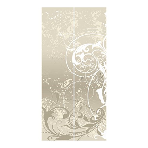 Bilderwelten Schiebegardinen Set Perlmutt Ornament Design, Deckenhalterung, 2X 250x60cm