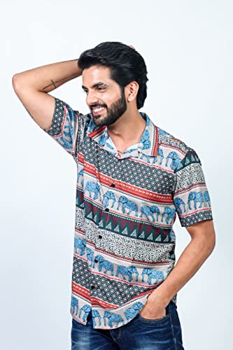 Image of HARPITA Men's Poly Cotton Digital Printed Stitched Half Sleeve Shirt