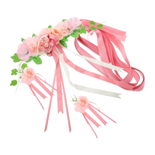 Beatifufu Floral Decor Kit DIY Wedding Car Decorations Set with Artificial Flowers Bows