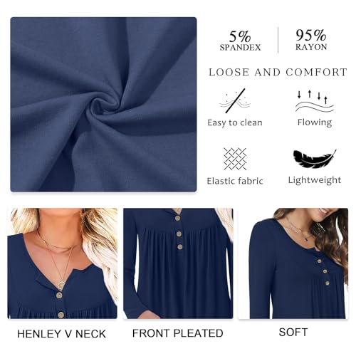 Aodemo Women's Fall Long Sleeve Tunic Tops Henley Shirts Button Down Blouses4