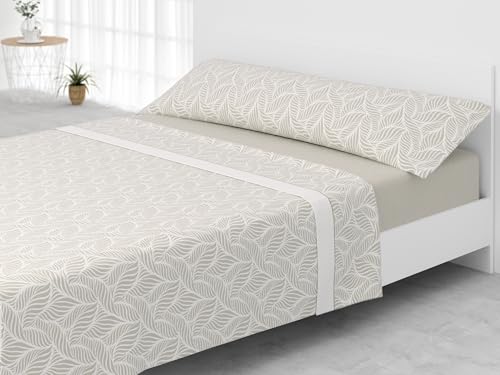 Liniva Home - Juego de Sábanas Coralina Estampada, térmica para Invierno - Modelo Cava (Beige, 105)
