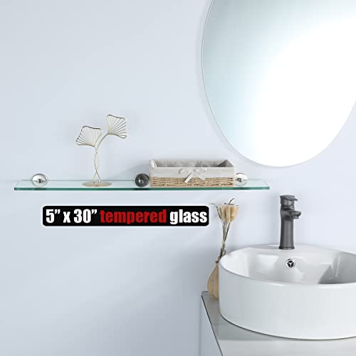 image for JQK Bathroom Glass Shelf, Tempered Glass Shower Storage 30 by 5 inches