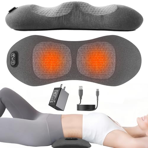 Lewuyoya Triple Fusion Back Massager with Heat Vibration and Traction for Sciatica Pain Relief 3-in-1 Electric Lumbar Support Pillow Device for Lower Back Pain in Bed Chair Couch