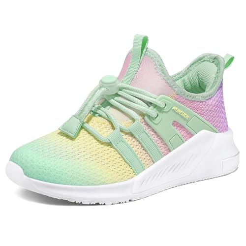 RUNSIDE Girls Tennis Shoes Lightweight Sports Kids Sneakers Lace-up for Running/Walking, Toddler/Little Kid/Big Kid