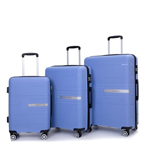 Luggage Set 3 Piece,Suitcases with Wheels,Travel Luggage with TSA Lock,Hardshell Luggage Sets-20/24/28inch,PP,Purplish Blue