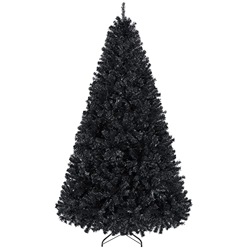 Topeakmart 6ft Artificial Black Christmas Tree with Foldable Stand,Xmas Tree for Holiday Decoration, Black