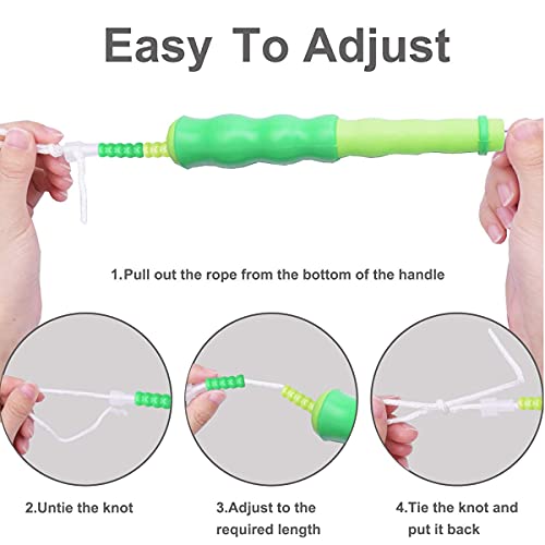 Image of Polypropylene Soft Beaded Adjustable Tangle - Free Segmented Skipping Rope (Green and Purple) -2 Pieces