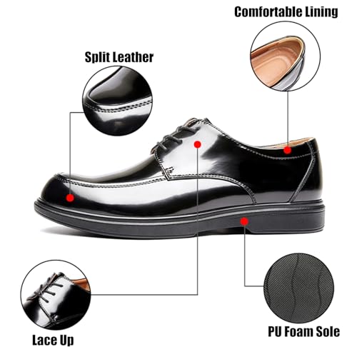 Men's Bright Genuine Leather Dress Oxfords Shoes Fashion Patent Leather Round Toe Lace Up Low Top Derby Shoes Casual Business Office Wedding Formal Shoes2
