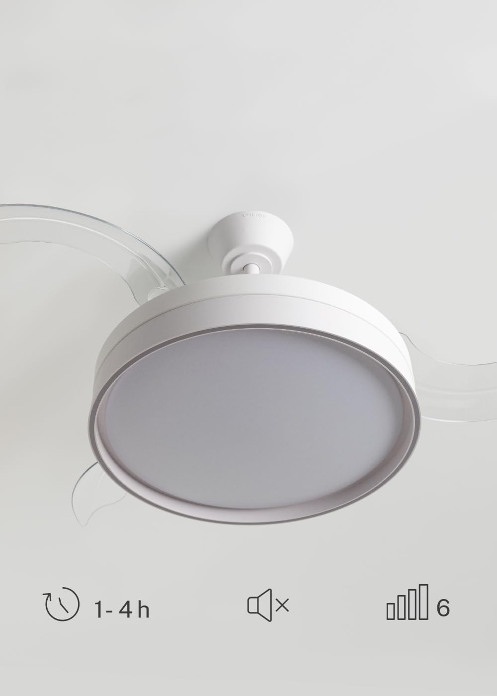 CREATE / WIND CLEAR EDGE/Ventilateur de plafond avec lumière blanc + télécommande / 40W, Silencieux, Ø107 cm, 6 vitesses, pales rétractables, programmable, fonction été-hiver, LED 3 temperatures