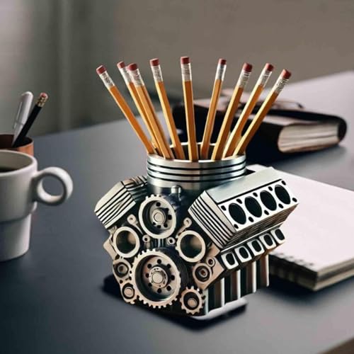 Pot à crayons moteur design mécanique pour décoration home office - 5