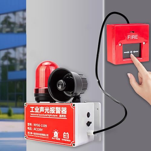 Alarma de Incendios inalámbrica con Sonido y luz, 3 Botones de conexión, Alcance de 25 a 100 m, Funciona Durante Cortes de energía, Sirena de 120 dB