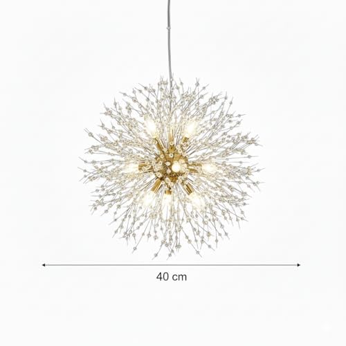 Image of Modern Crystal Sputnik Chandelier - Luxury Starburst Pendant Light for Living Room, Dining Room & Bedroom| 400mm