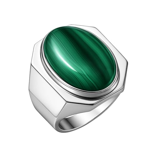 Bague malachite naturelle et argent 925 moderne taille 59 pour femme