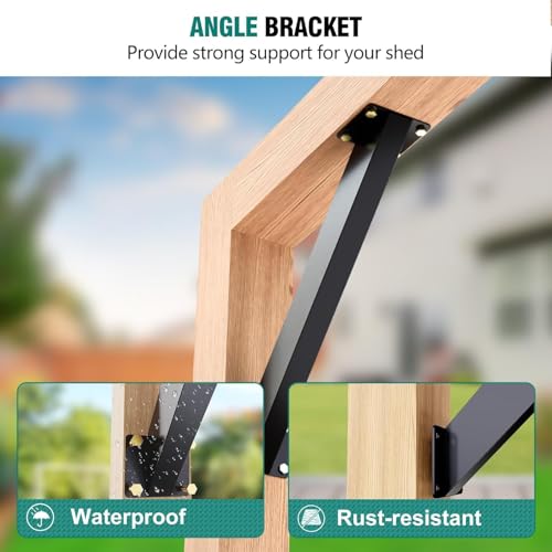 Kit de 12 soportes angulares de acero para vigas, soporte de ángulo de 45 grados, resistente, para pérgolas, cenadores, patios y cabañas de madera miniatura 3