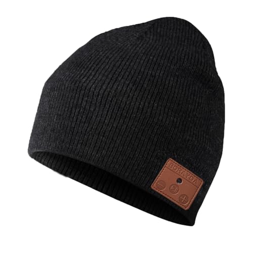 BORAYDA Gorro Bluetooth de lã Merino, HD estéreo, 30 horas de tempo de reprodução, microfone embutido, presente eletrônico de Natal masculino/feminino (preto)