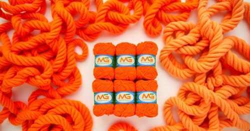 Image of M.G Enterprises Dark Orange Wool Ball. Hand Knitting Art Craft Soft Fingering Crochet Hook Yarn, Needle Knitting Thread Dyed - Pack of 8