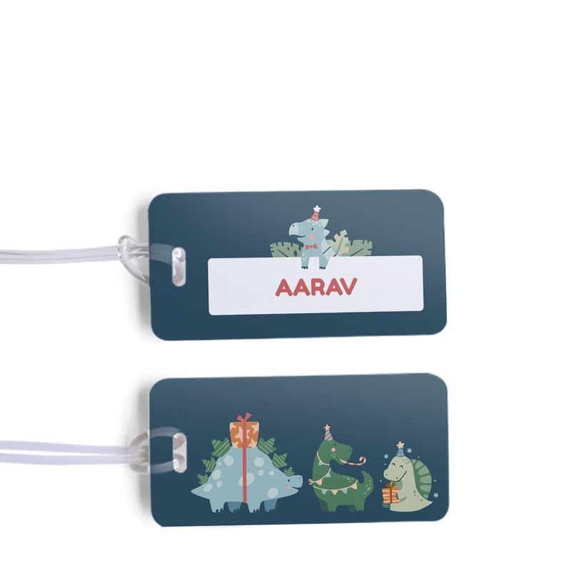 Zooboo Personalized Luggage Tag with Kid's Name, Silicon Strap Tags for Bags and Suitcase, Best Birthday Return Gift for Kids with Dino Party Theme-image-43