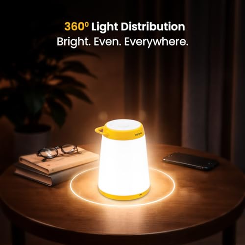 Image of Wipro Azure Select LED Rechargeable Lantern | 3-in-1 Lighting with 360 Degree Distribution|Type-C Charging| Long Press Dimmable | 1800mAh Fast Charging Battery |Overcharge & Deep Discharge Protection