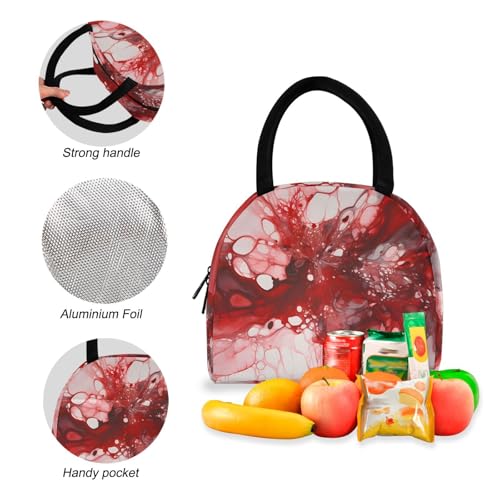 Red Fluid Print Backpack Set with Lunch Bag, Large Capacity Travel Backpacks and Lunch Box Insulated for Commute Hiking Picnic4