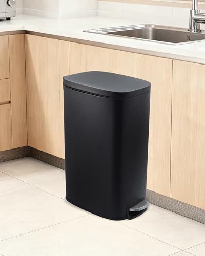 Caneca de basura slim 13 galones acero inoxidable negra miniatura 7