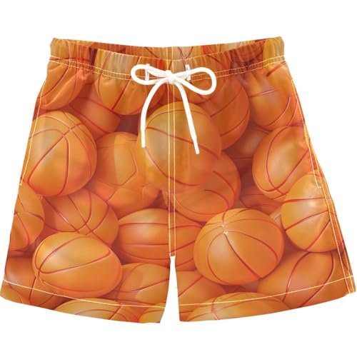 visesunny Summer Boy's Beach Shorts Orange 3D Basketball Quick Dry Swim Trunks Baby Boy Bathing Suit
