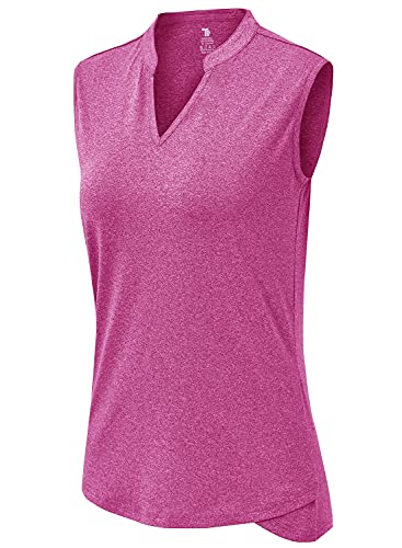 Image of BGOWATU Women's Golf Polo T-Shirts Sleeveless V Neck Collarless Tennis Shirts UV Protection Quick Dry Lightweight