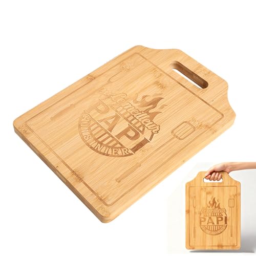 Tabla de cortar de bambú 31x22cm para papá – Regalo personalizado tallado – Tabla de cocina natural para cumpleaños, Navidad o Día del Padre